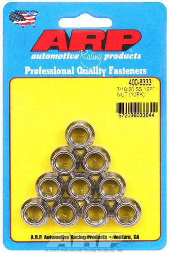 S/S 12pt. Nuts - 7/16-20 (10)  ARP400-8333