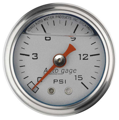 AUTOMETER 1-1/2in Pressure Gauge - 0-15psi - Silver Face AMT2178