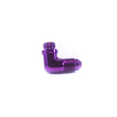 COLOR FITTINGS TIAL/WASTEGATE/BOV 'SHORTY' TO 4AN FLARE FITTING 90 DEGREE  - PURPLE COFF2S-04-010-901-PU