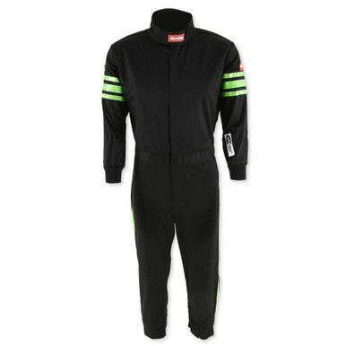 RACEQUIP BLACK SUIT SINGLE LAYER KIDS X-LARGE GREEN TRIM RQP1950796