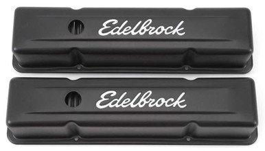 EDELBROCK Valve Cover Kit SBC Signature Series Black EDE4643