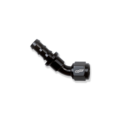 COLOR FITTINGS -4 AN 45 DEGREE FEMALE PUSH-LOC FITTING  - BLACK COFPLF-04-045-000-BL
