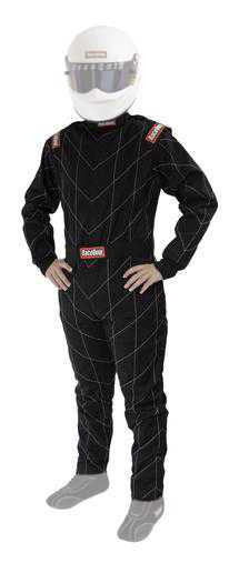 RACEQUIP SUIT CHEVRON BLACK MEDIUM TALL SFI-1 RQP130904