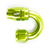 COLOR FITTINGS -06 AN 180 DEGREE FEMALE ALUMINUM HOSE END FITTING  - LIME GREEN COFFHE-06-180-000-GR