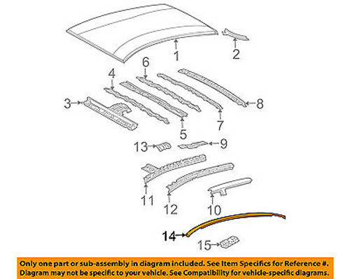 Toyota Prius 2004-2009 Right hand Roof Finish Molding Genuine OEM 75555-47020 | 7555547020