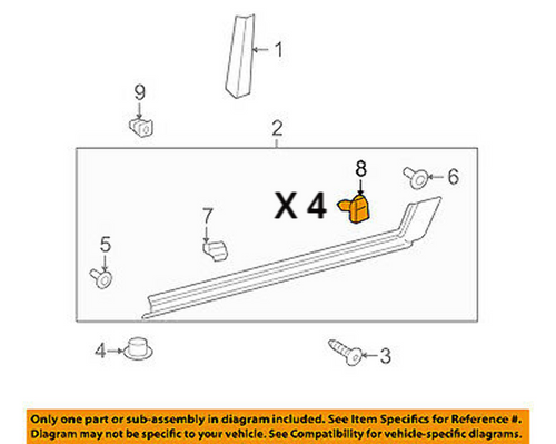 Toyota Fj Cruiser Windshield Reveal Molding Retainer Qty 4 Genuine OEM 75563-35010 | 7556335010