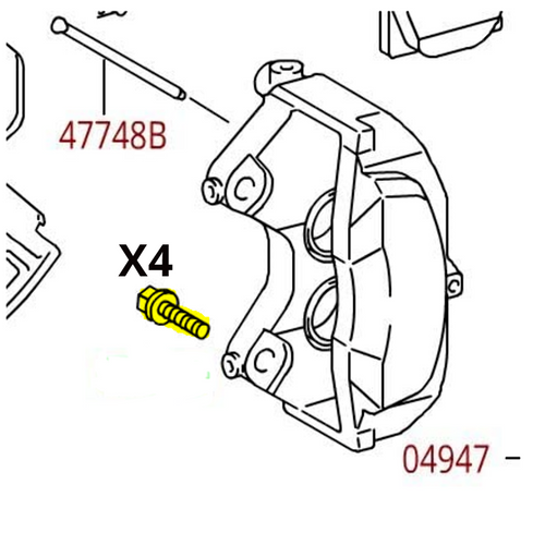 Toyota Lexus IS F IS350 GS460 Front Hexagon Disc Brake Caliper Bolts Set of 4 Genuine OEM 91552-K1240 | 91552K1240