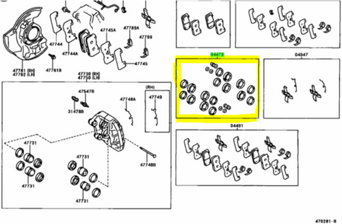 Toyota Lexus LS400 1995-2000 Front Disc Brake Cylinder Kit Genuine OEM 04479-50091 | 0447950091