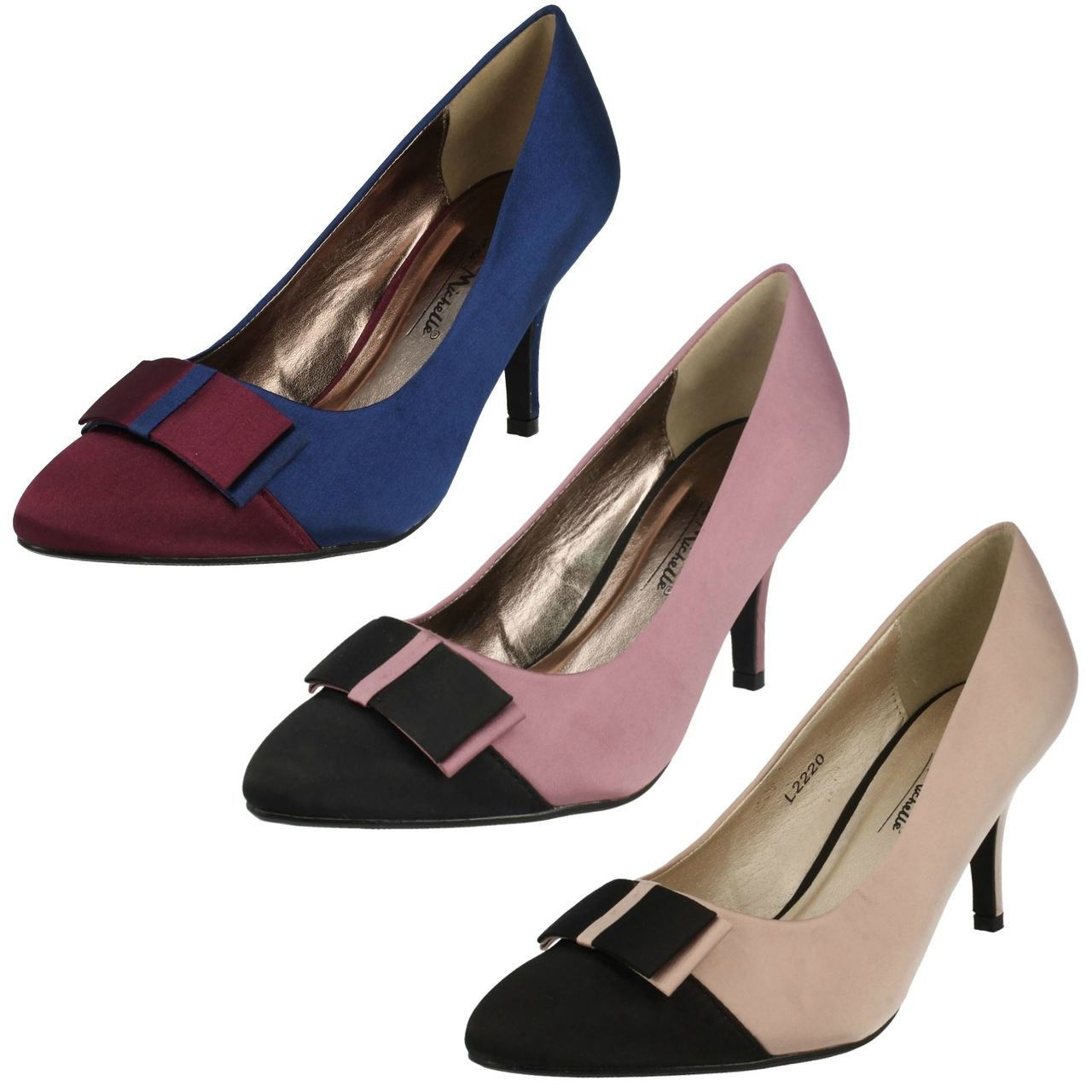 Ladies Anne Michelle Pointed Toe Court Shoe With Bow Detail