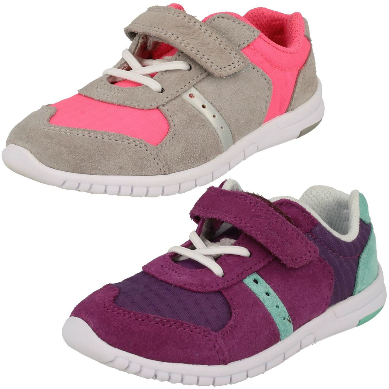 clarks girls pink trainers