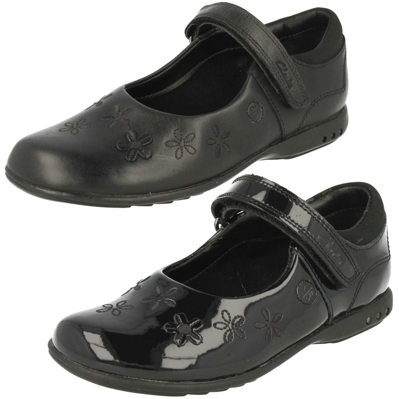 clarks black t bar shoes