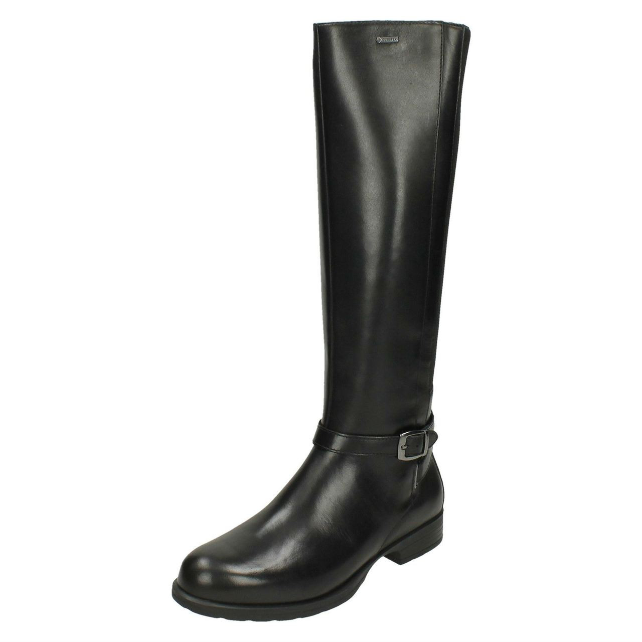 Clarks black leather deals knee high boots