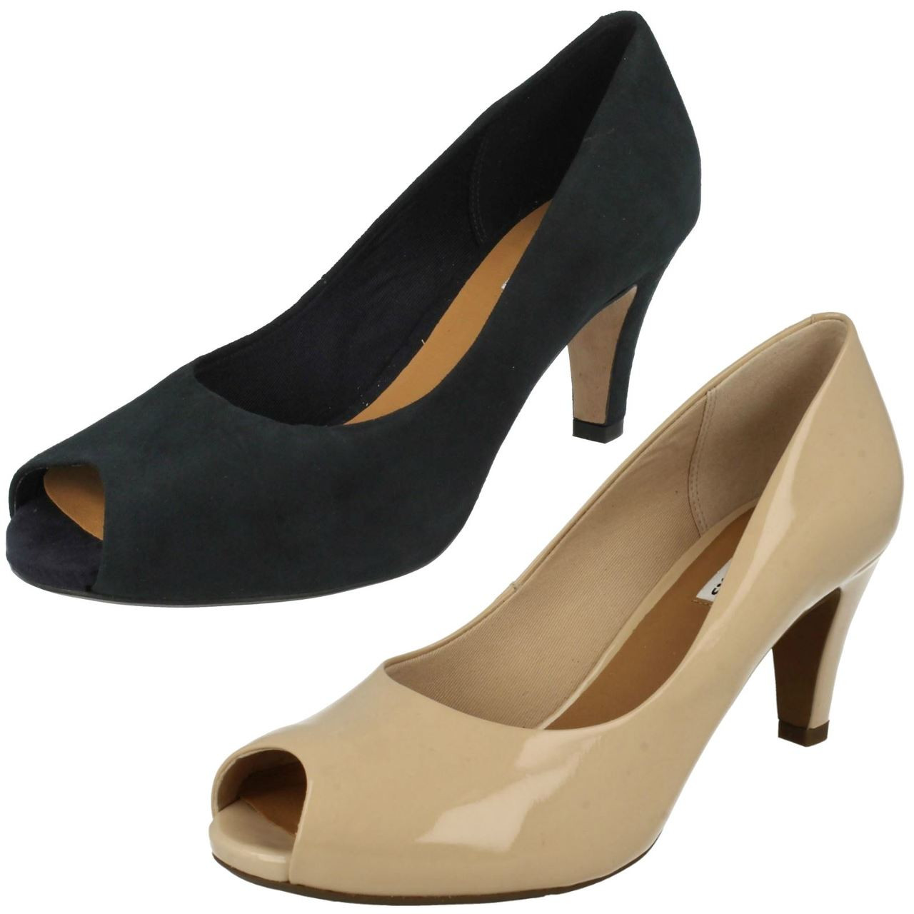 clarks open toe pumps