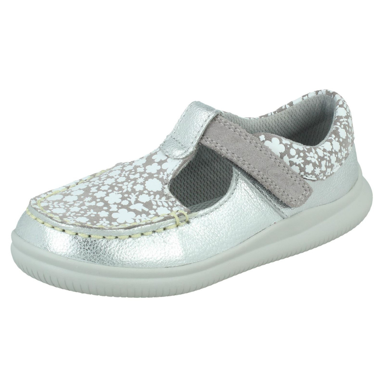 Girls Clarks Casual T-Bar Shoes Cloud Rosa