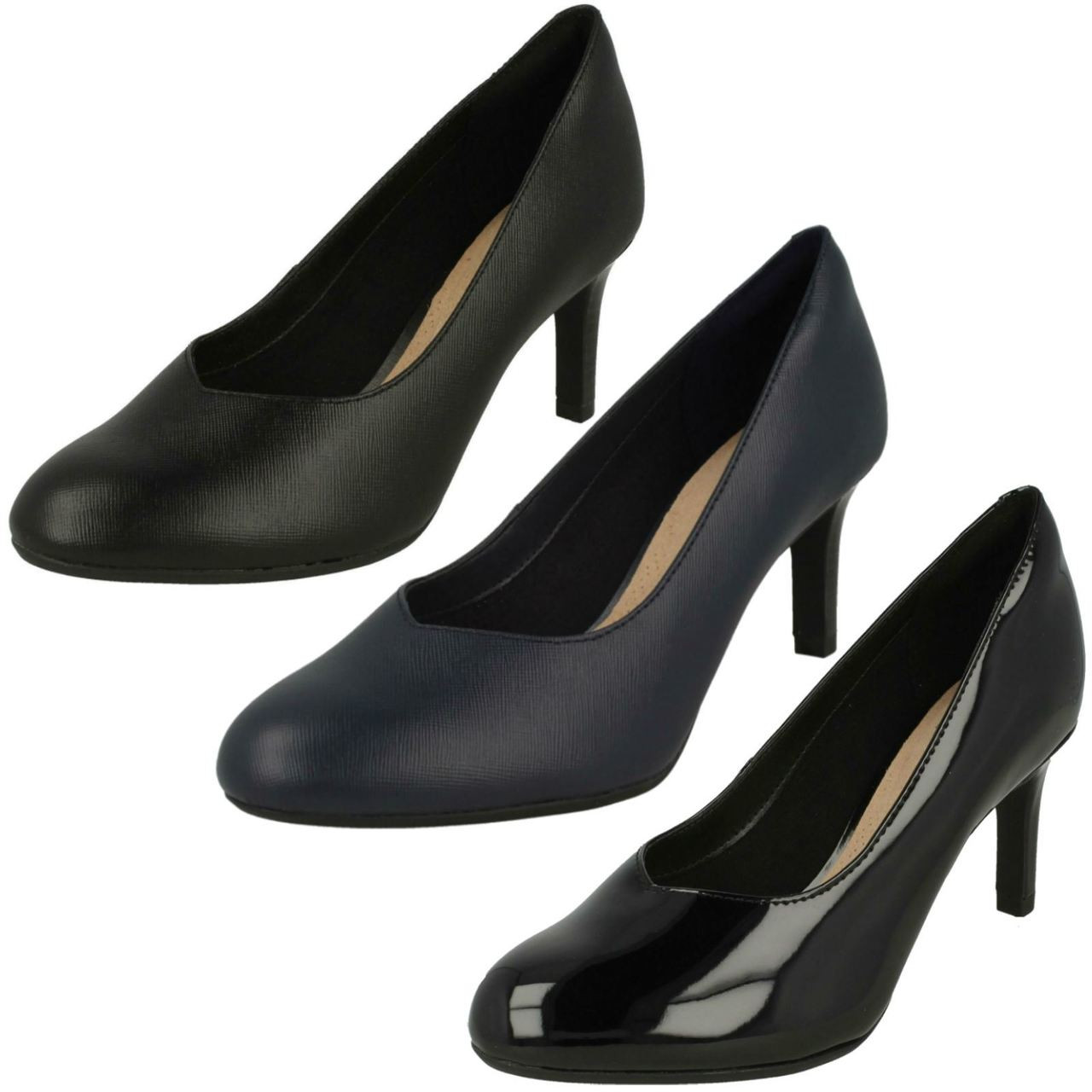 clarks ladies navy court shoes