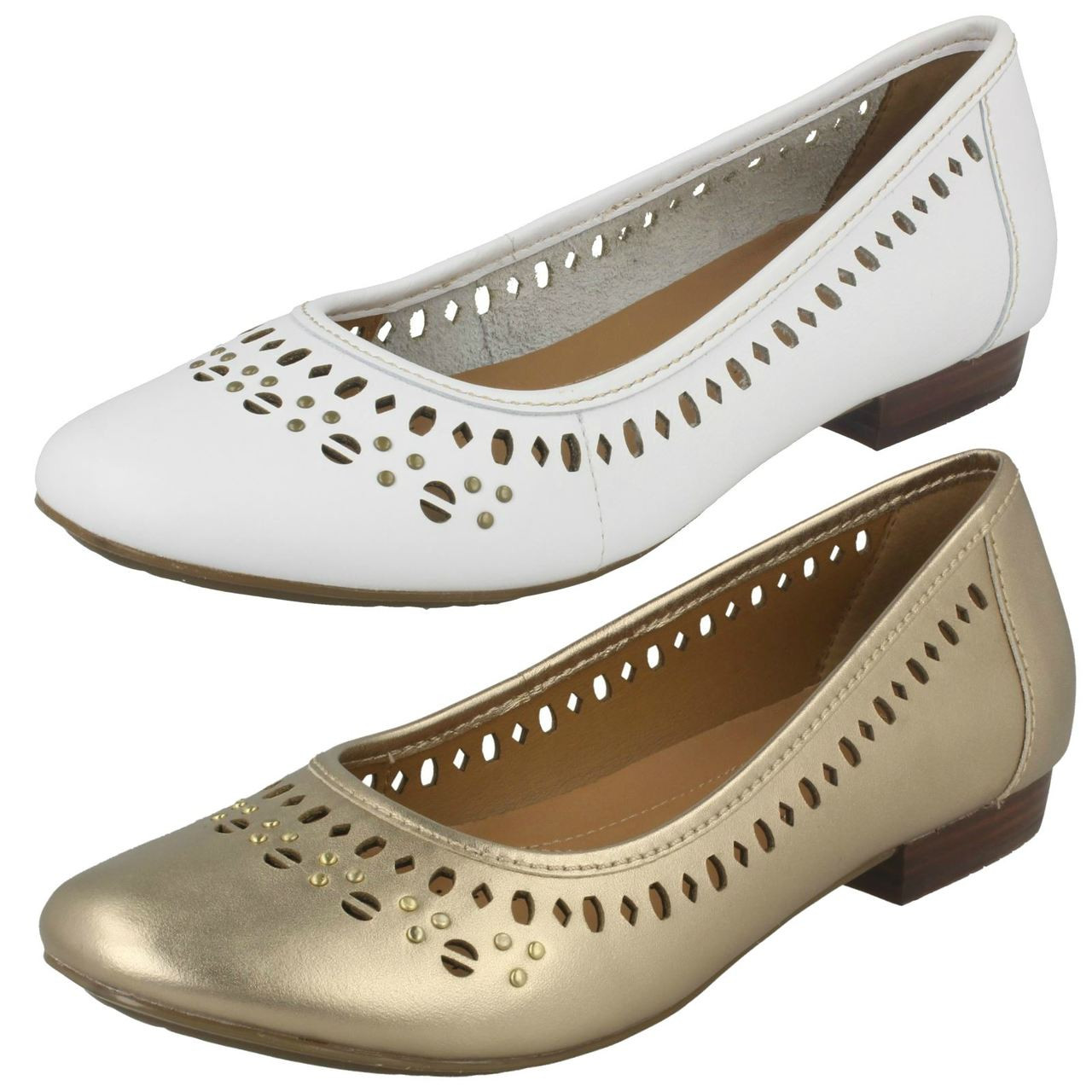 clarks ladies flat white shoes