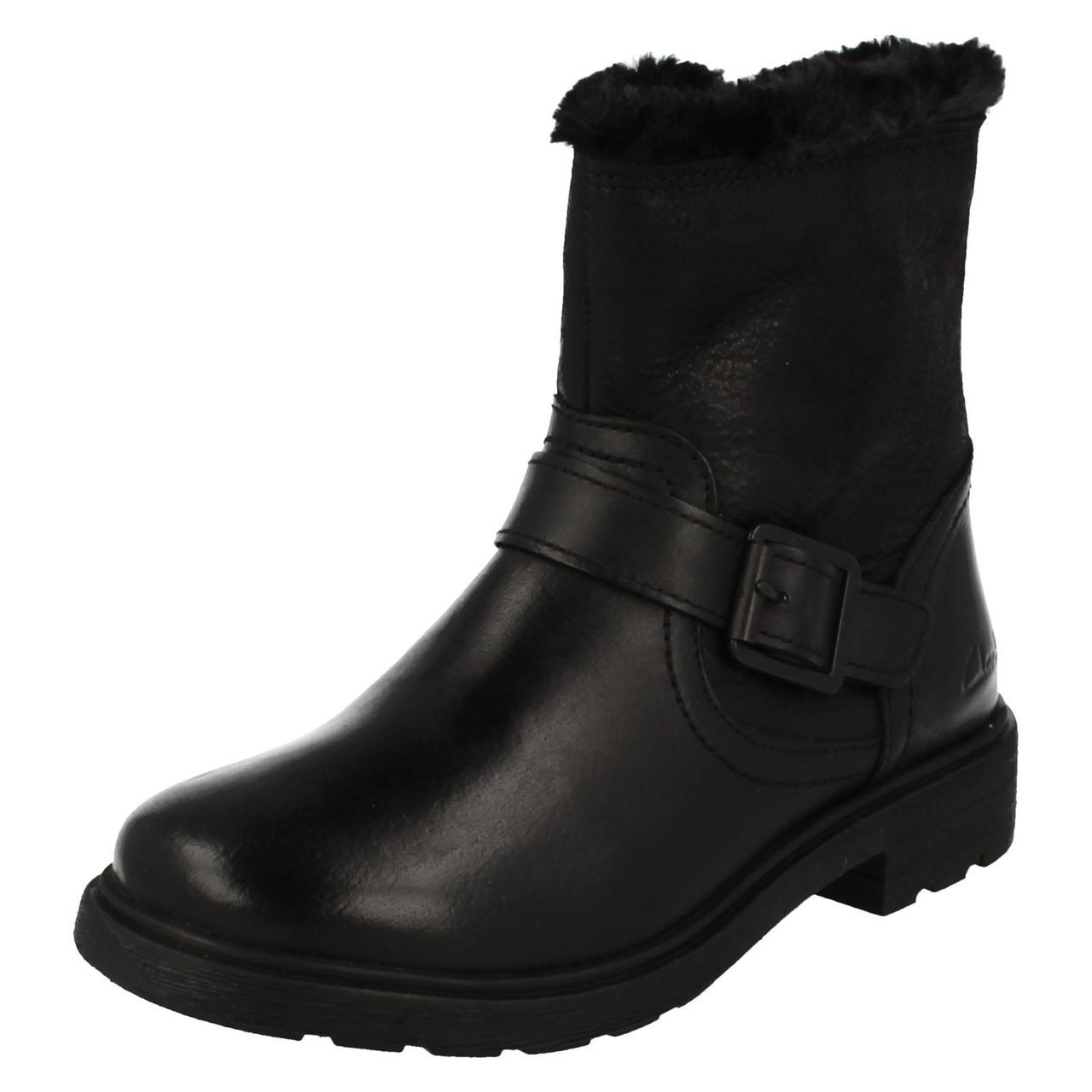 girls black boots clarks