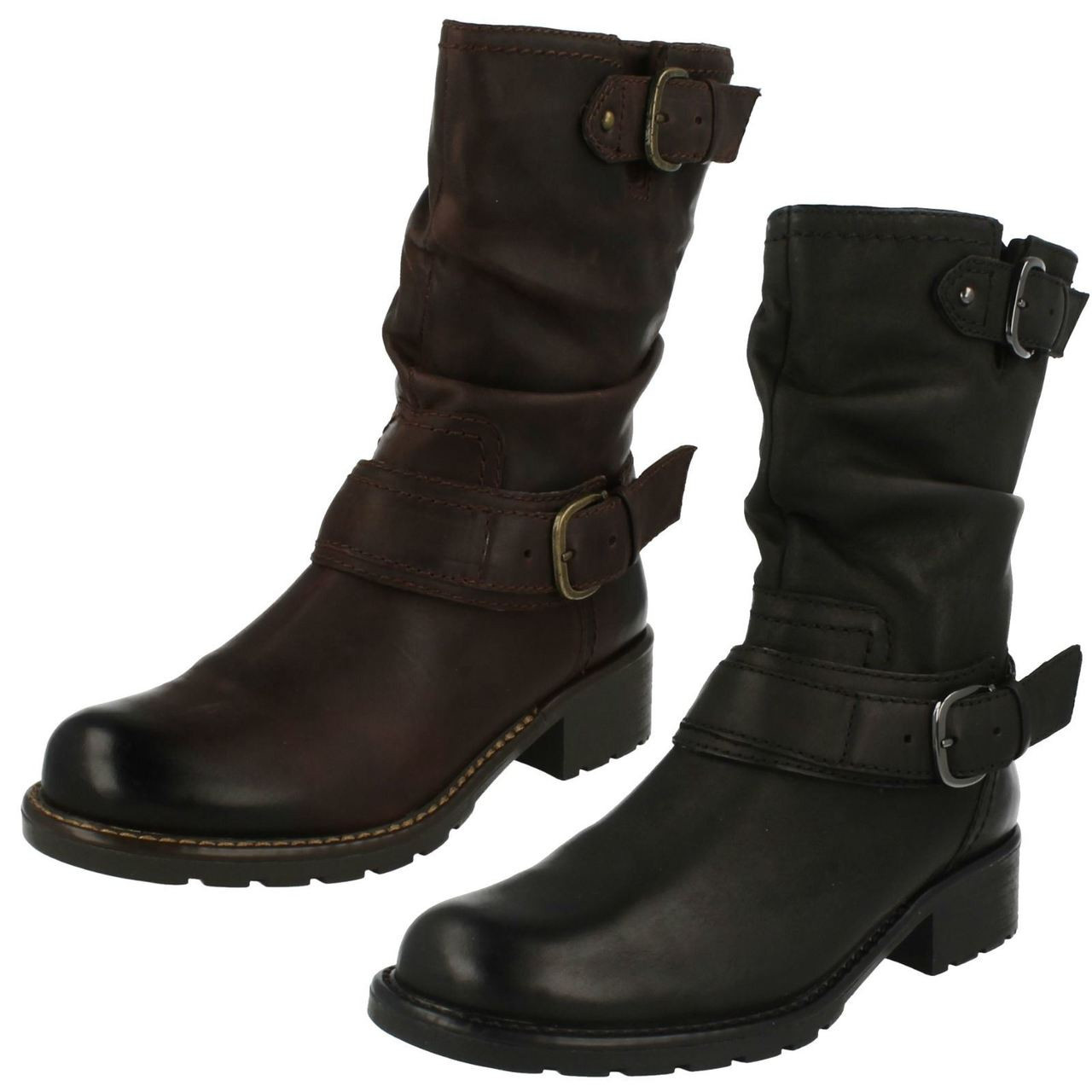 clarks mid calf leather boots