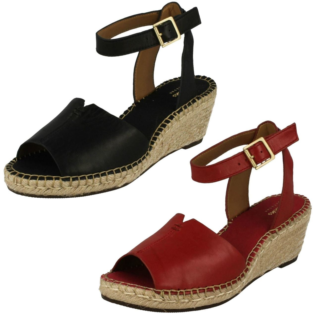 Ladies Clarks Hessian Wedge Sandals 