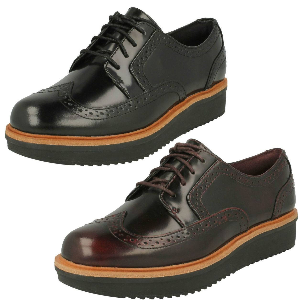 clarks ladies black brogues