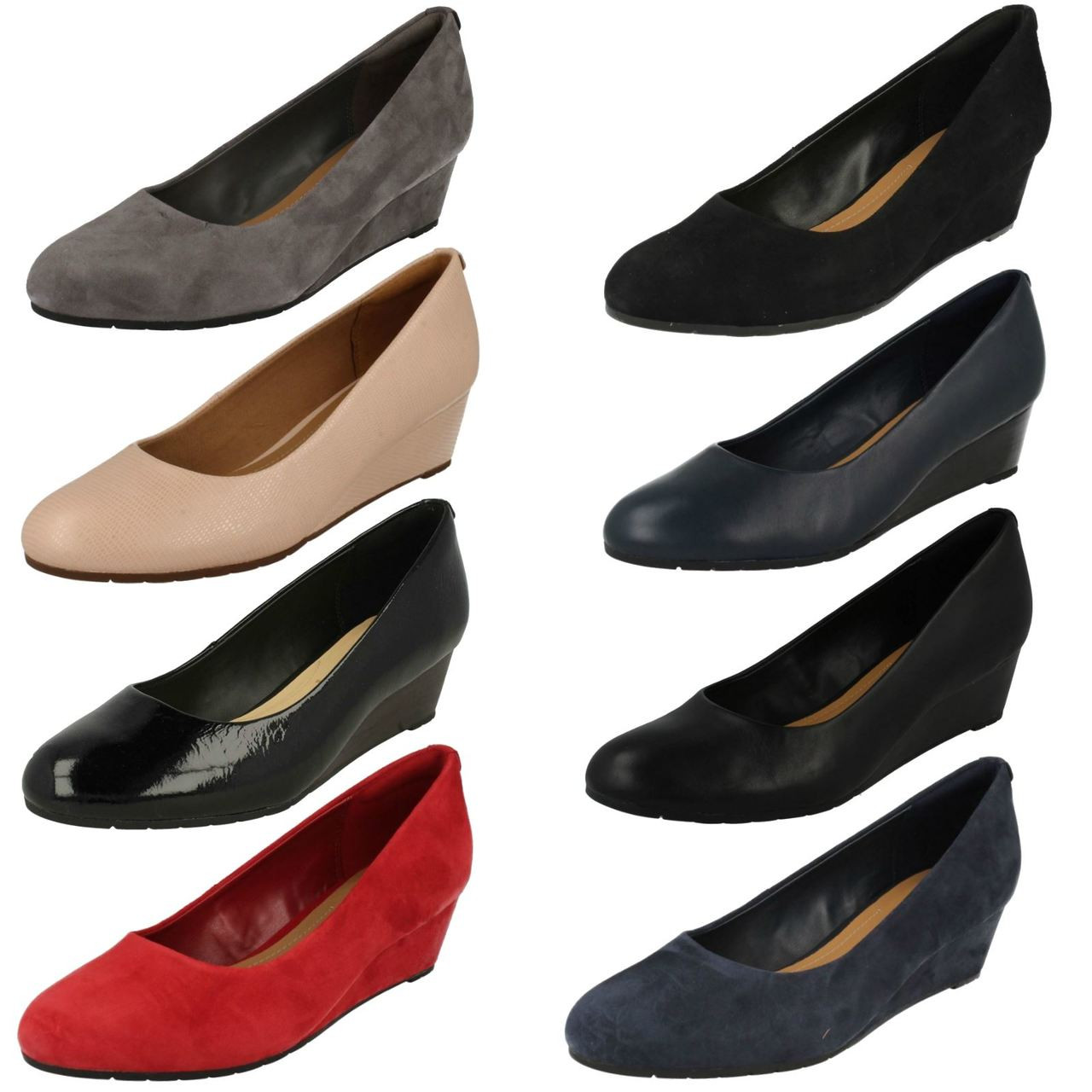 Ladies Clarks Low Wedge Court Shoes 