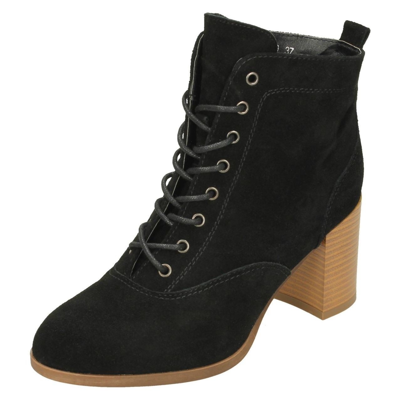 Ladies Down To Earth High Stack Heel Ankle Boots