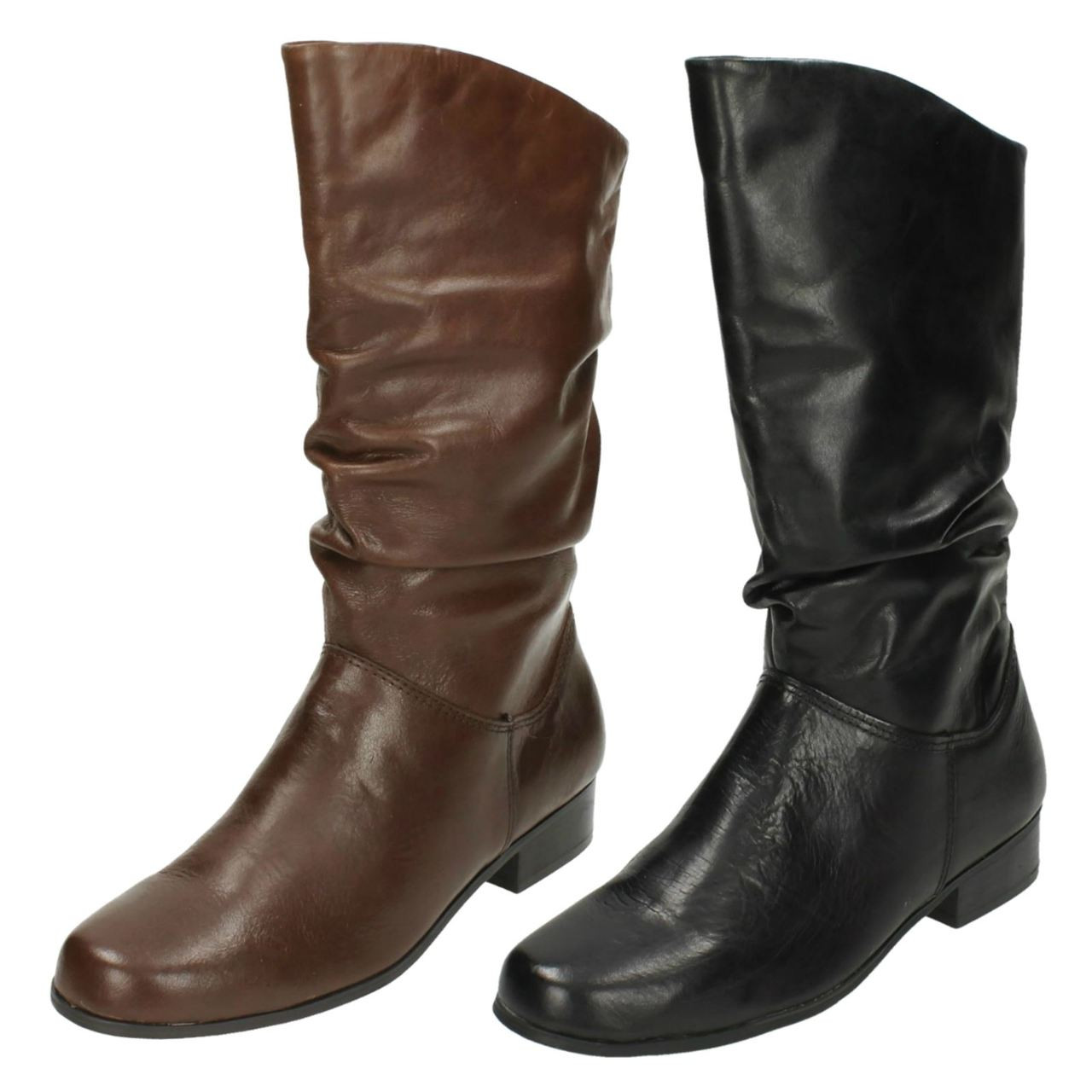 Ladies leather hot sale calf length boots