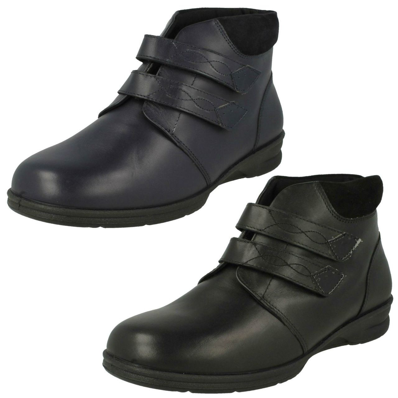 ladies wide fit navy ankle boots