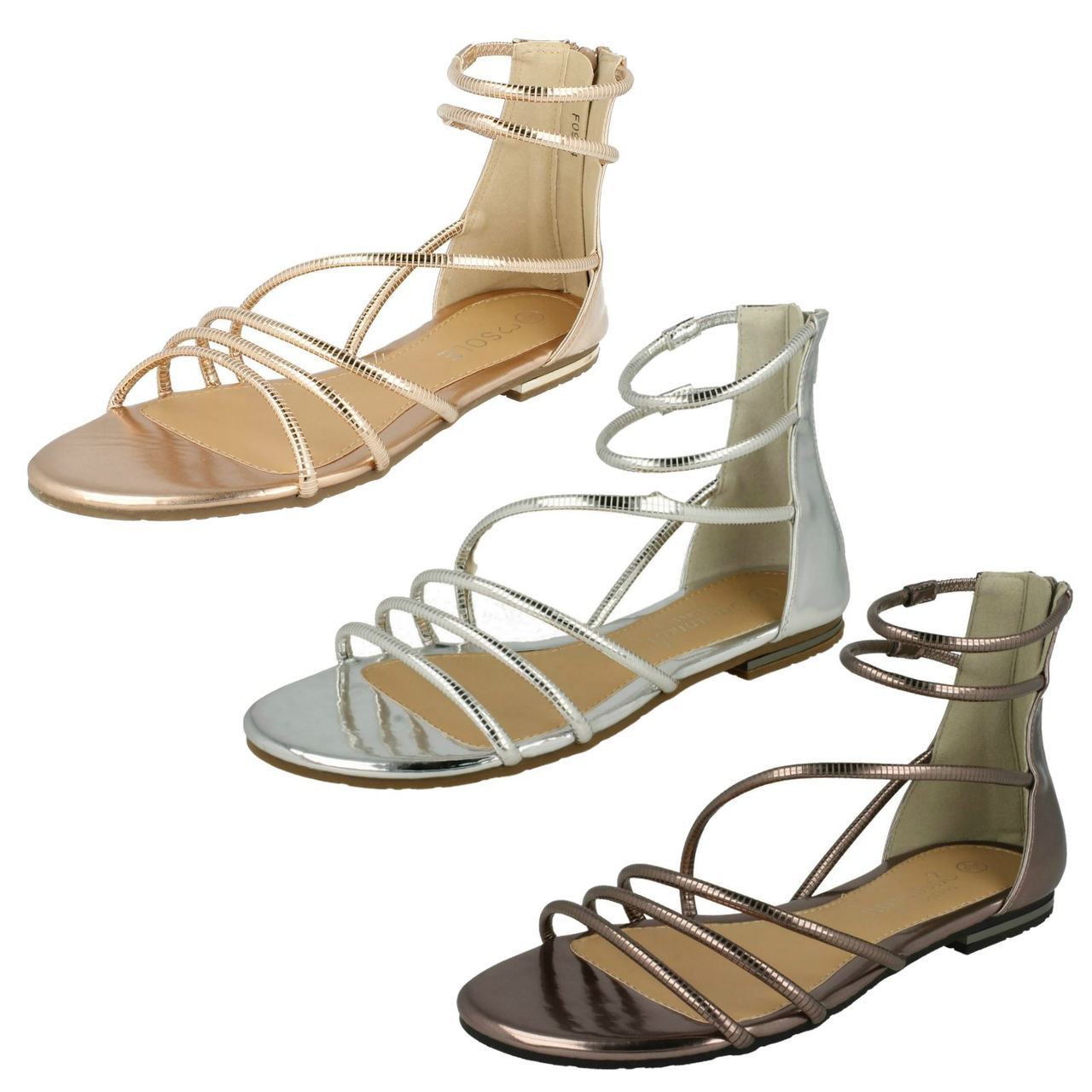 Women's Lace up casual dress wedge Classic Caged gladiator sandals back  zipper | Groupon