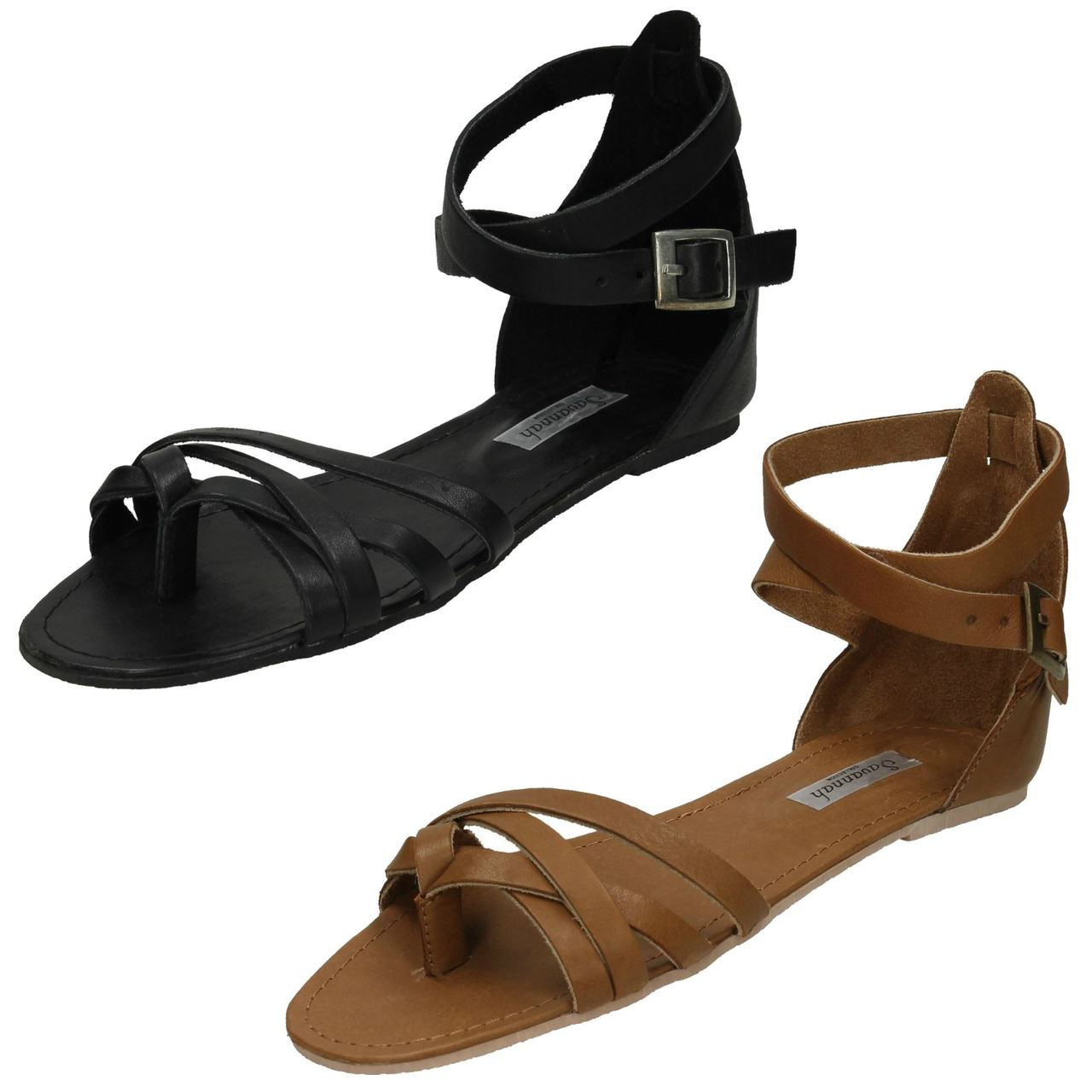 Ladies Savannah Flat Leather Toepost /'Sandals/'