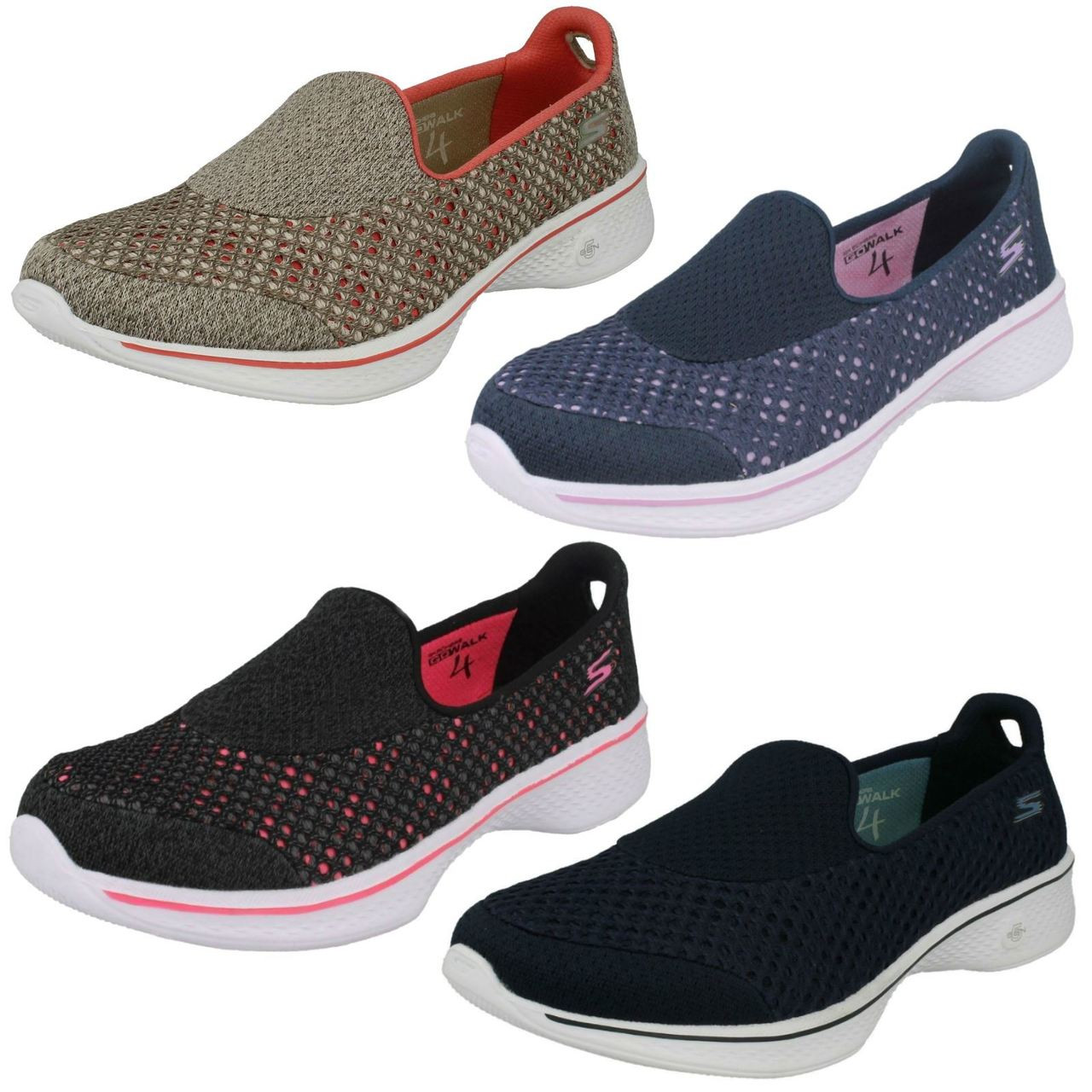 skechers go walk 4 slip on trainers ladies