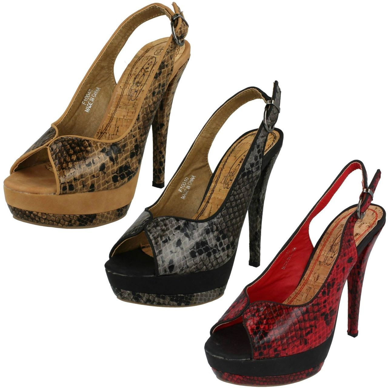 snake print slingback heels