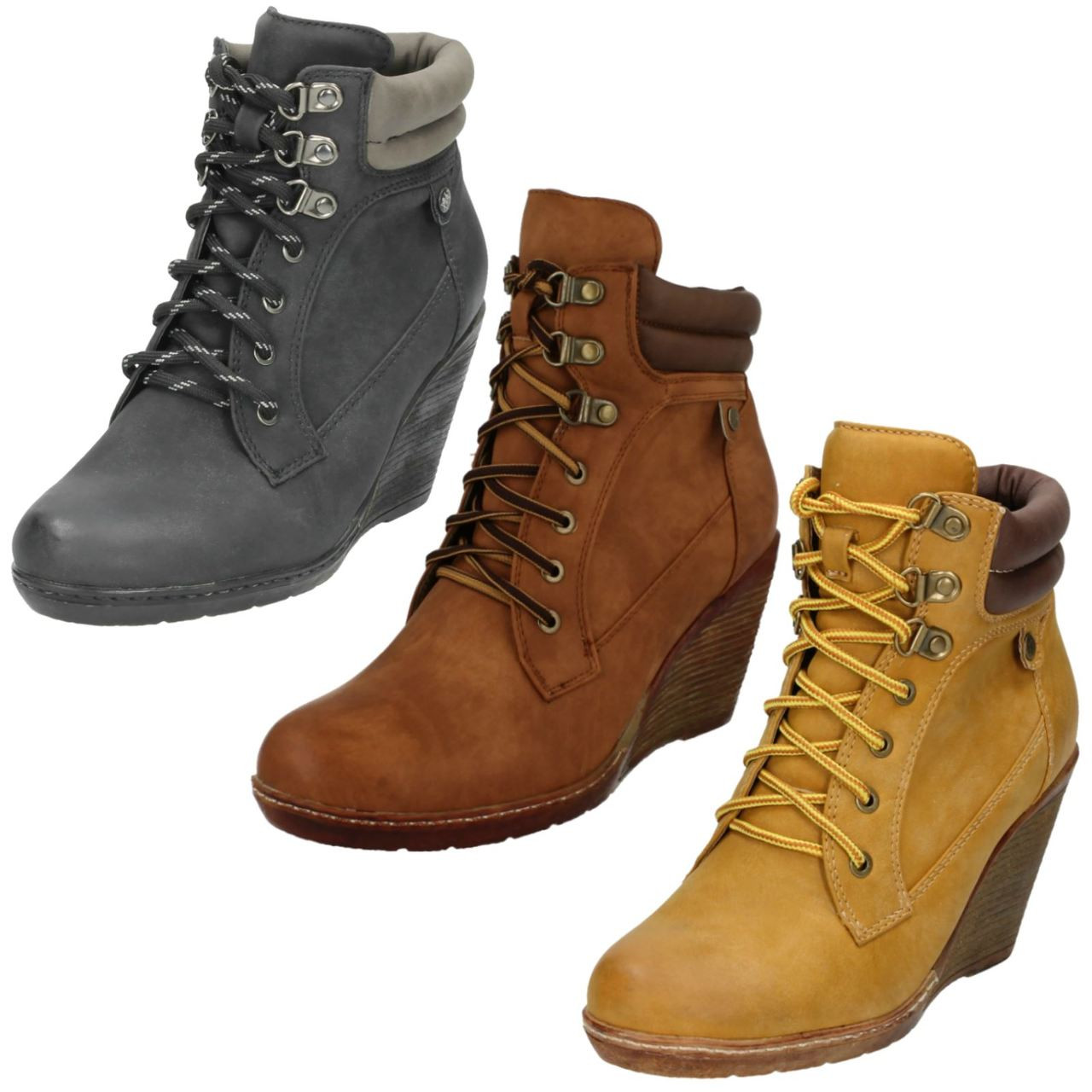 Wedge heel hot sale lace up boots