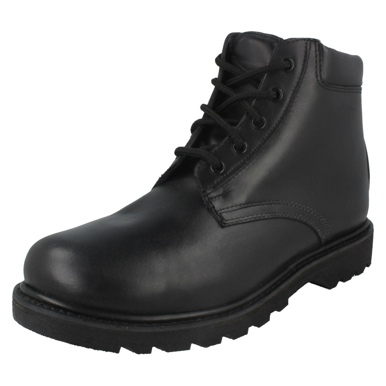 black work boots with white soles