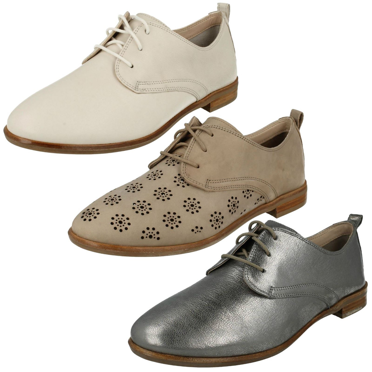 clarks silver lace up shoes