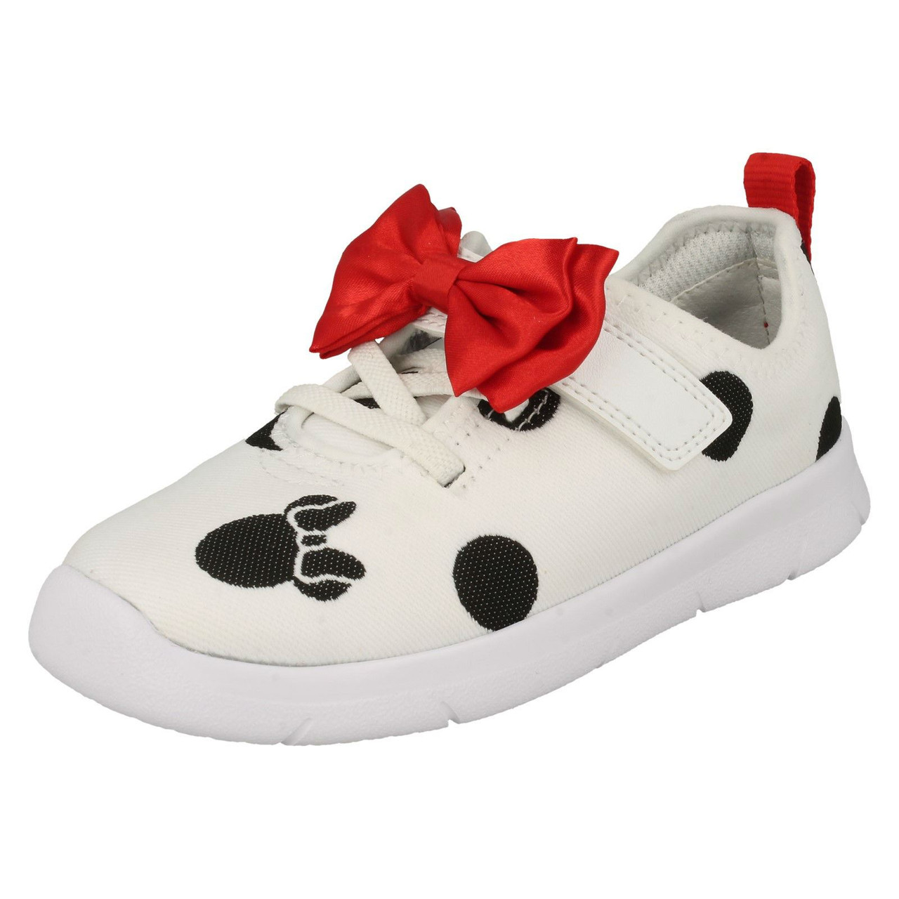 Girls Clarks Disney Minnie Mouse Bow Detailed Trainers Ath Bow