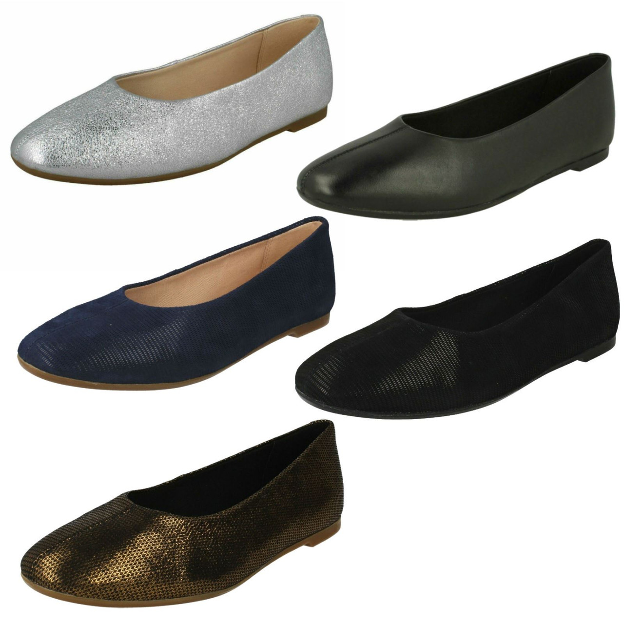 Ladies Clarks Slip On Ballerina Shoes 