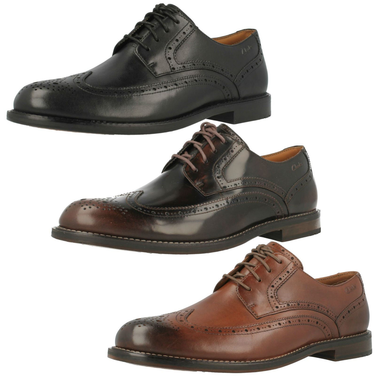 clarks mens black brogues