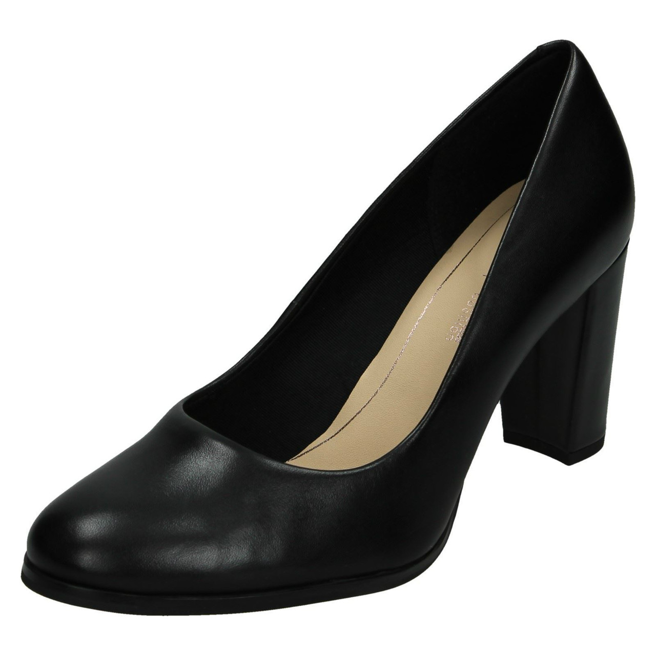 clarks block heel court shoes