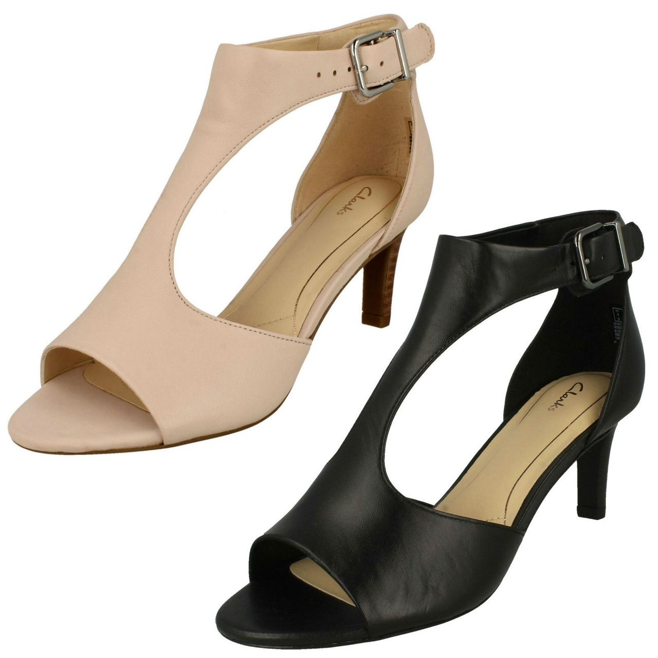 Ladies Clarks Peep Toe Heeled Sandals 