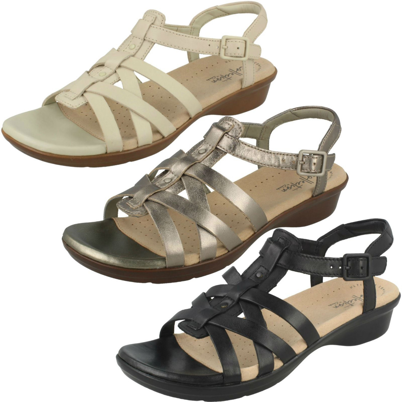 clarks ladies gold sandals