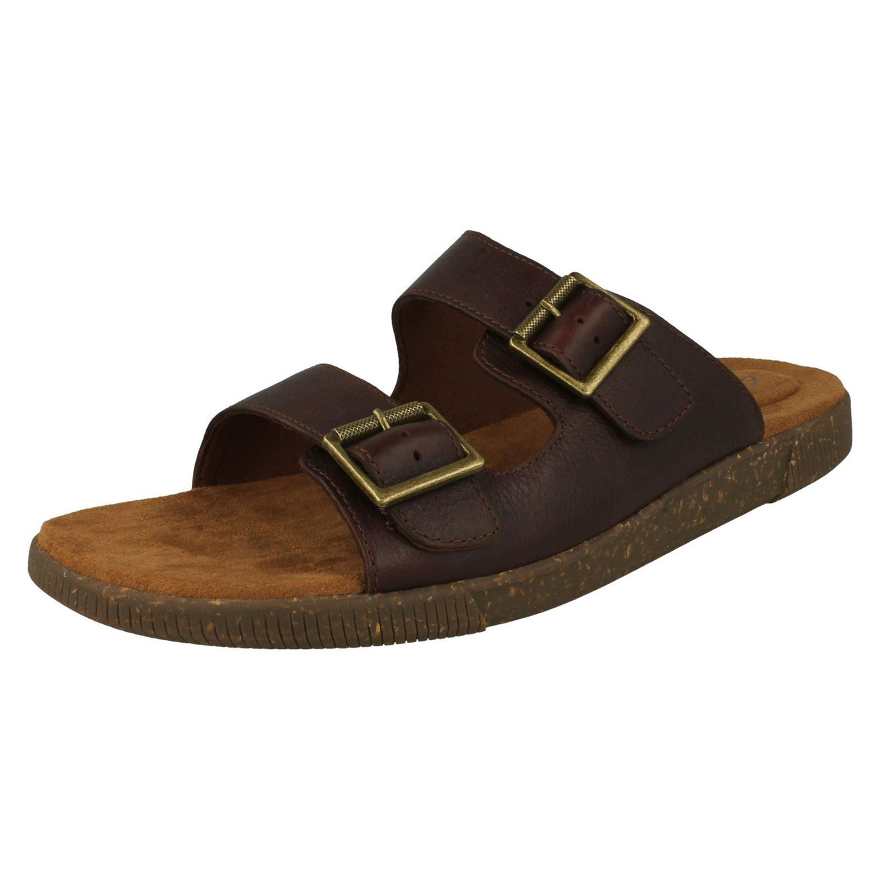 Mens Clarks Buckle Detailed Sandals Vine Cedar