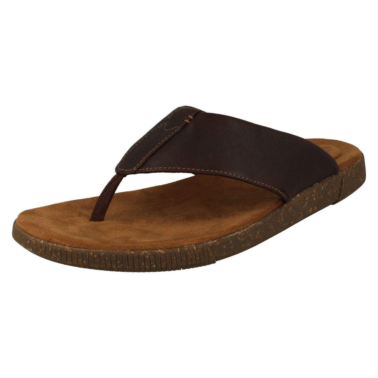 Mens Clarks Toe Post Sandals Vine Oak