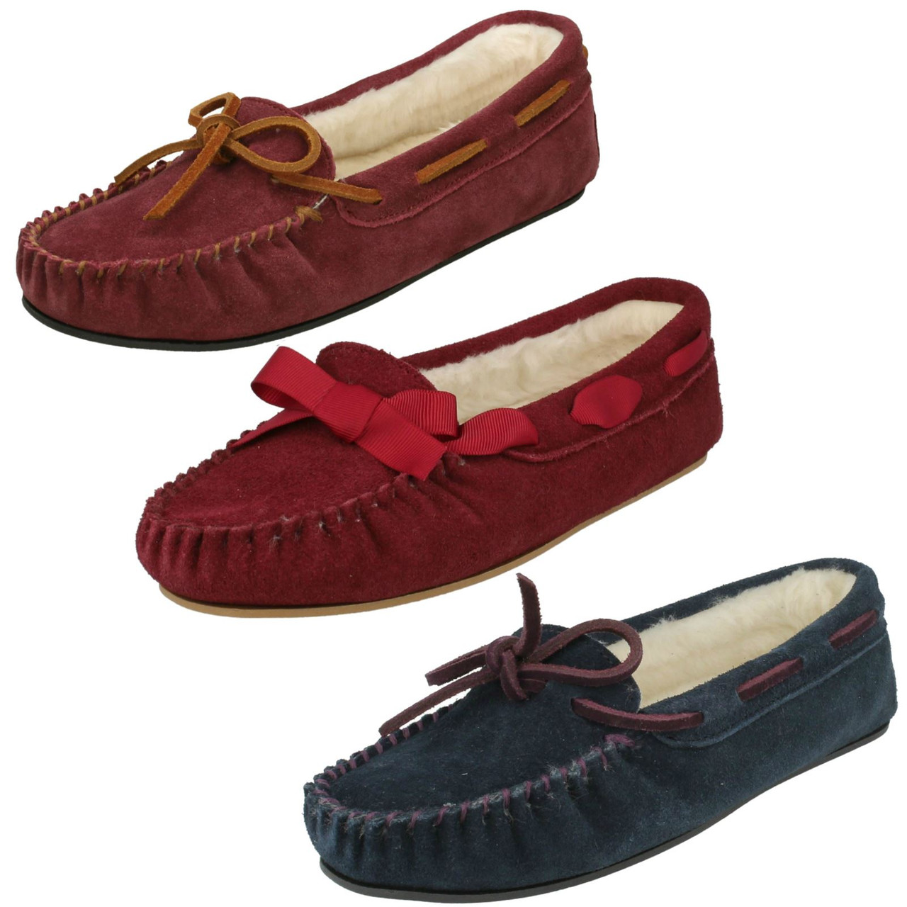 clarks suede moccasin slippers