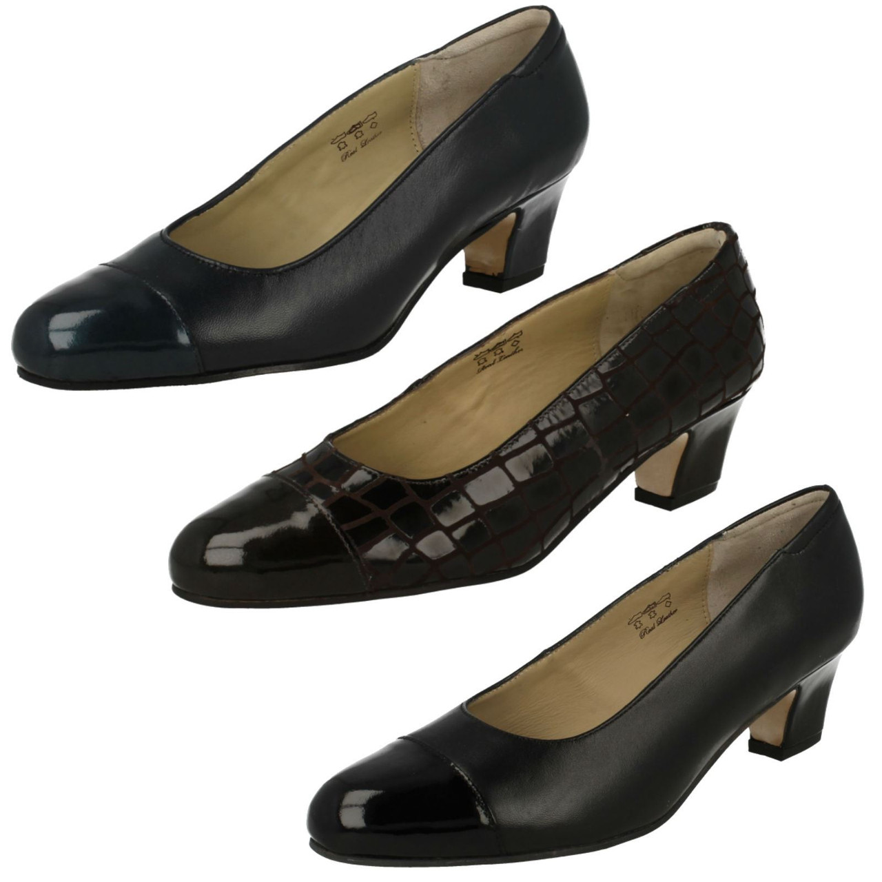 Black patent wide fit clearance court shoes