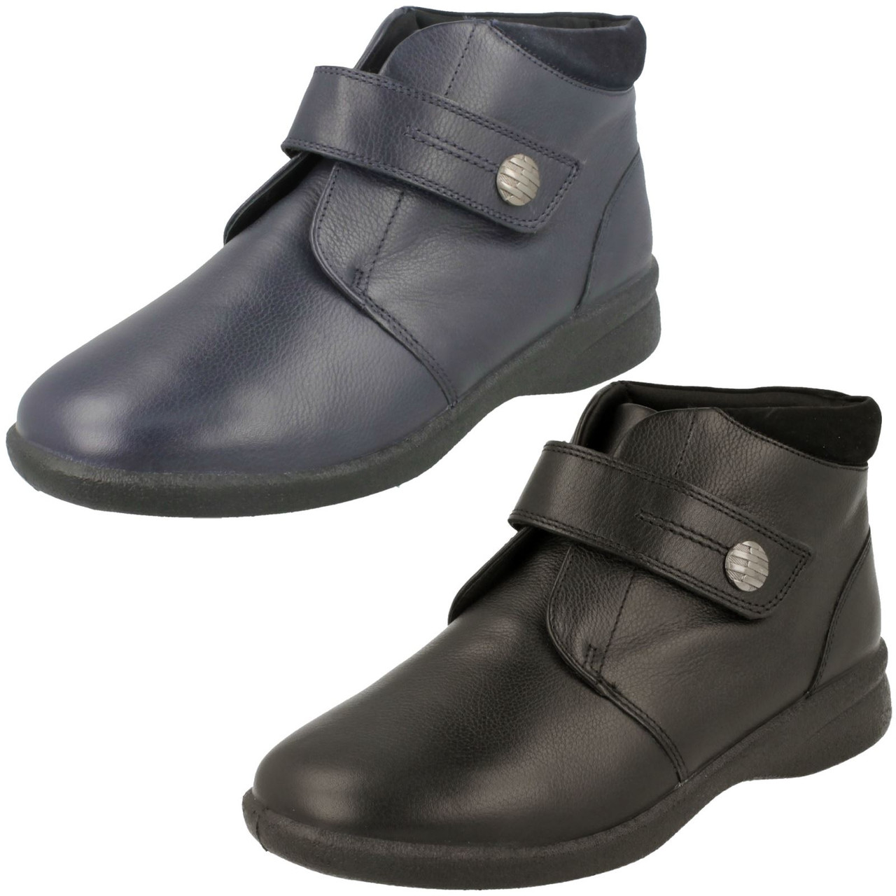 ladies wide fit navy ankle boots