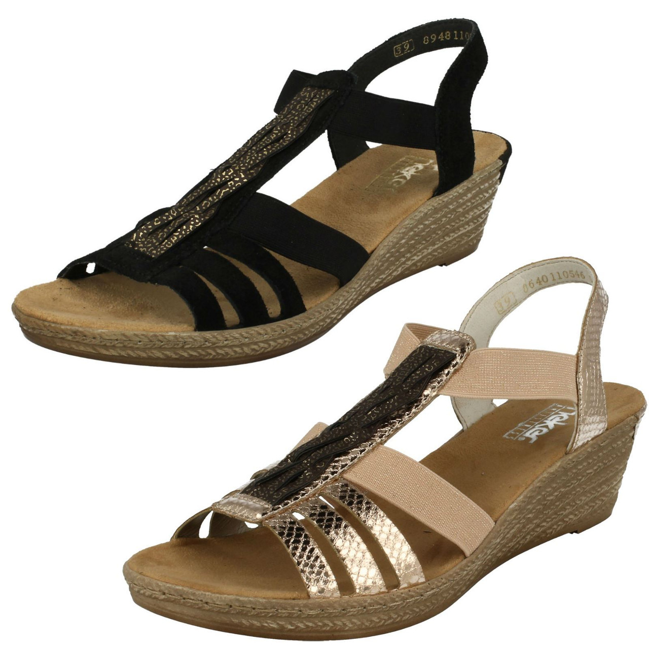 Ladies Rieker Wedge Summer Sandals 62479