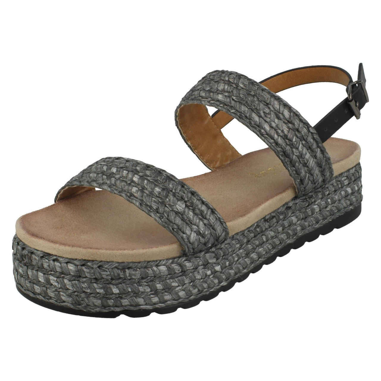 Ladies Spot On Flatform Sandals F10891