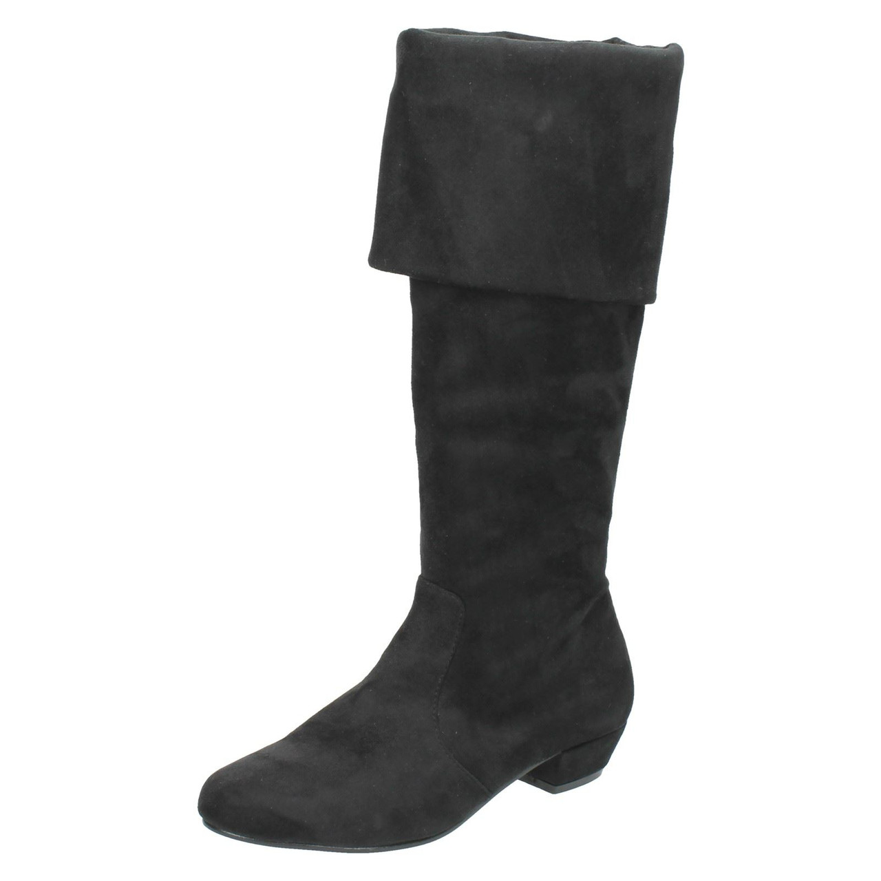 Ladies Spot On Mid Heel High Leg Boots