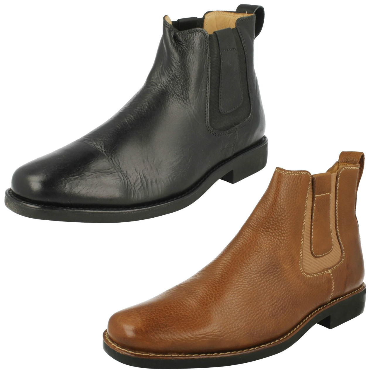 mens leather slip on ankle boots